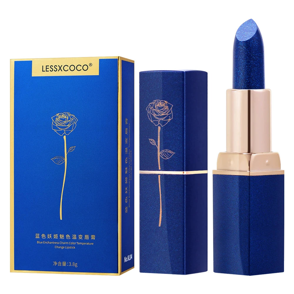 Blue Rose Lipstick Makeup Temperature Color Changing Lipstick Velvet Matte Moisturizing Waterproof Non-stick Cup Shiny Lipstick - Seprincess