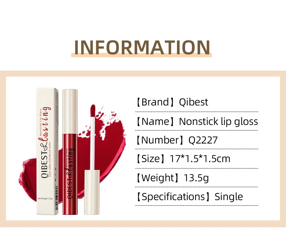 QIBEST Liquid Lipstick Waterproof Velvet Nude Matte Sexy Red Lip Gloss Long Lasting Nonstick Lip Stain Makeup 24 Colors Hots - Seprincess