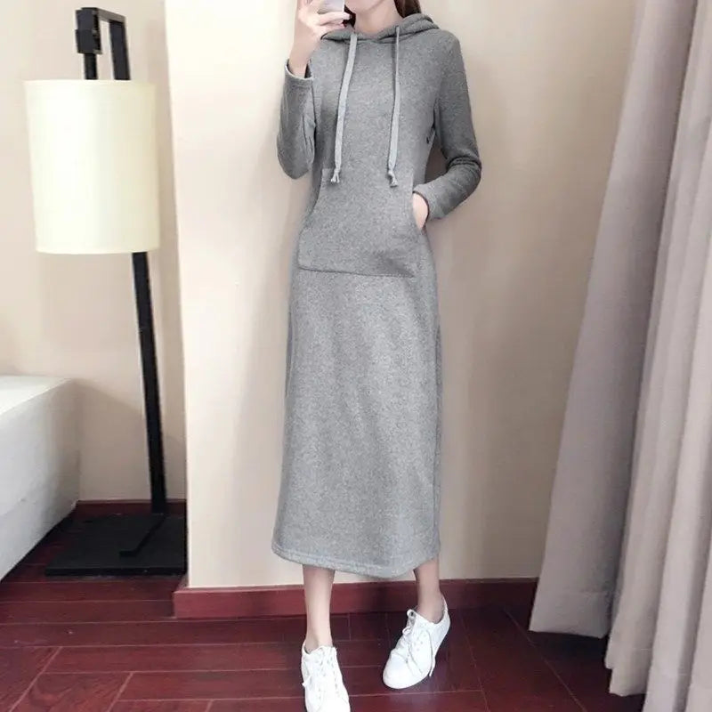 Dresses Hooded Pullover Sweatshirt Women's Female Clothing Korean 2024 New Spring Autumn Winter Fashion Long Sleeve Streetwear - Seprincess