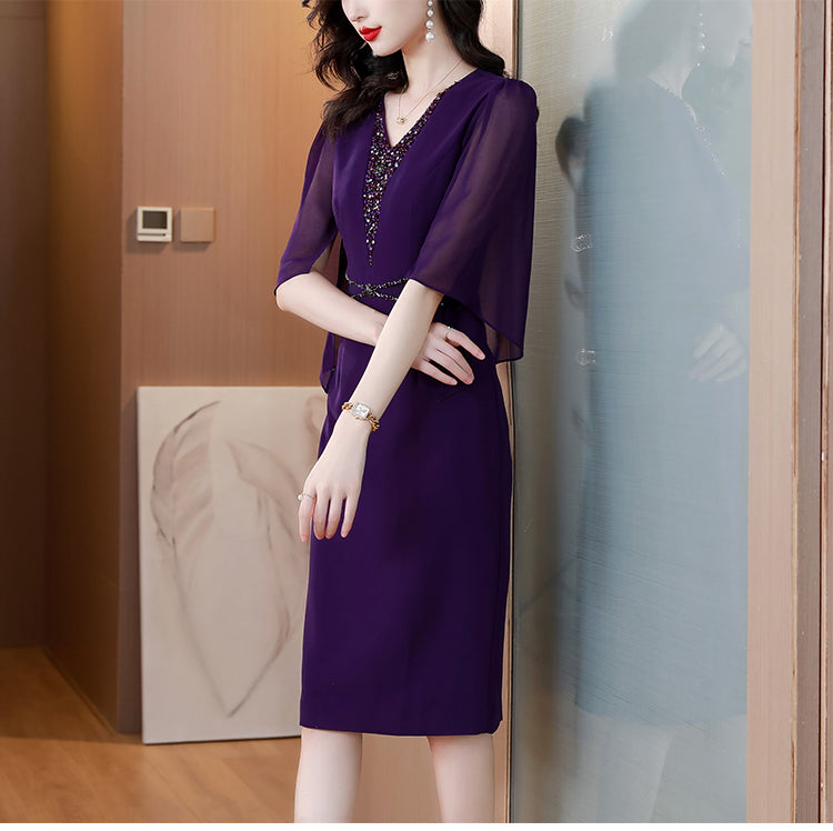 2023 New Fashion Simple Solid Color Dress Women's Summer Elegant Versatile Short Sleeve Loose Fit Casual Party Dress Vestidos - Seprincess