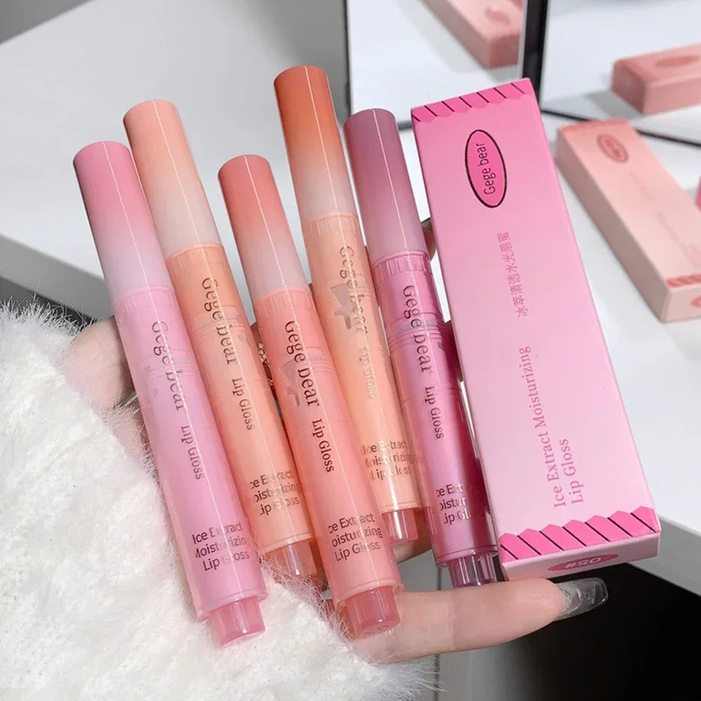 Jelly Pink Lipsticks Pen Moisturizing Lasting Mirror Water Light Solid Lip Gloss Glass Clear Lip Glaze Makeup Korean Cosmetics - Seprincess