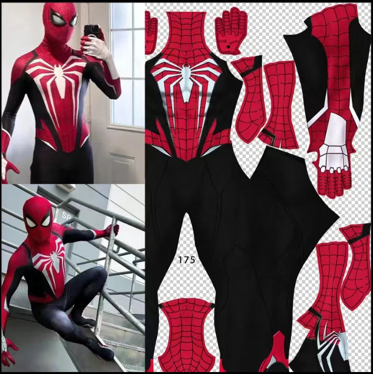 Black PS5 Advanced Spiderman Costume Cosplay 3D Printed Spandex Superhero Spidey Boys Halloween Costume Spider Bodysuits Adult - Seprincess