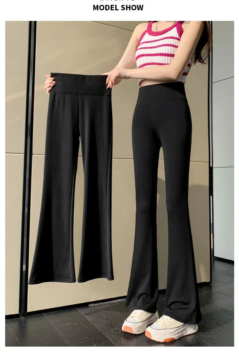 High Waist Slim Flared Pants Solid Sexy Leggings High Elastic Skinny Hip Liftting Pants Outdoor Trainning Fashion Yoga Tights