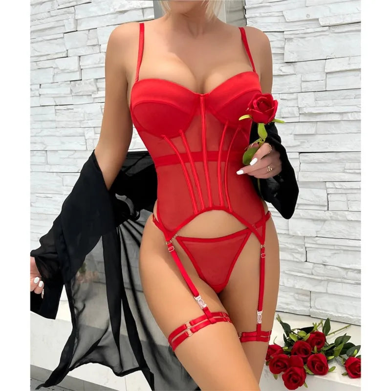 Erotic lingerie Fishbone waist binding strap deep V-strap perspective view sexy. items promotions 99% sales call of the night - Seprincess