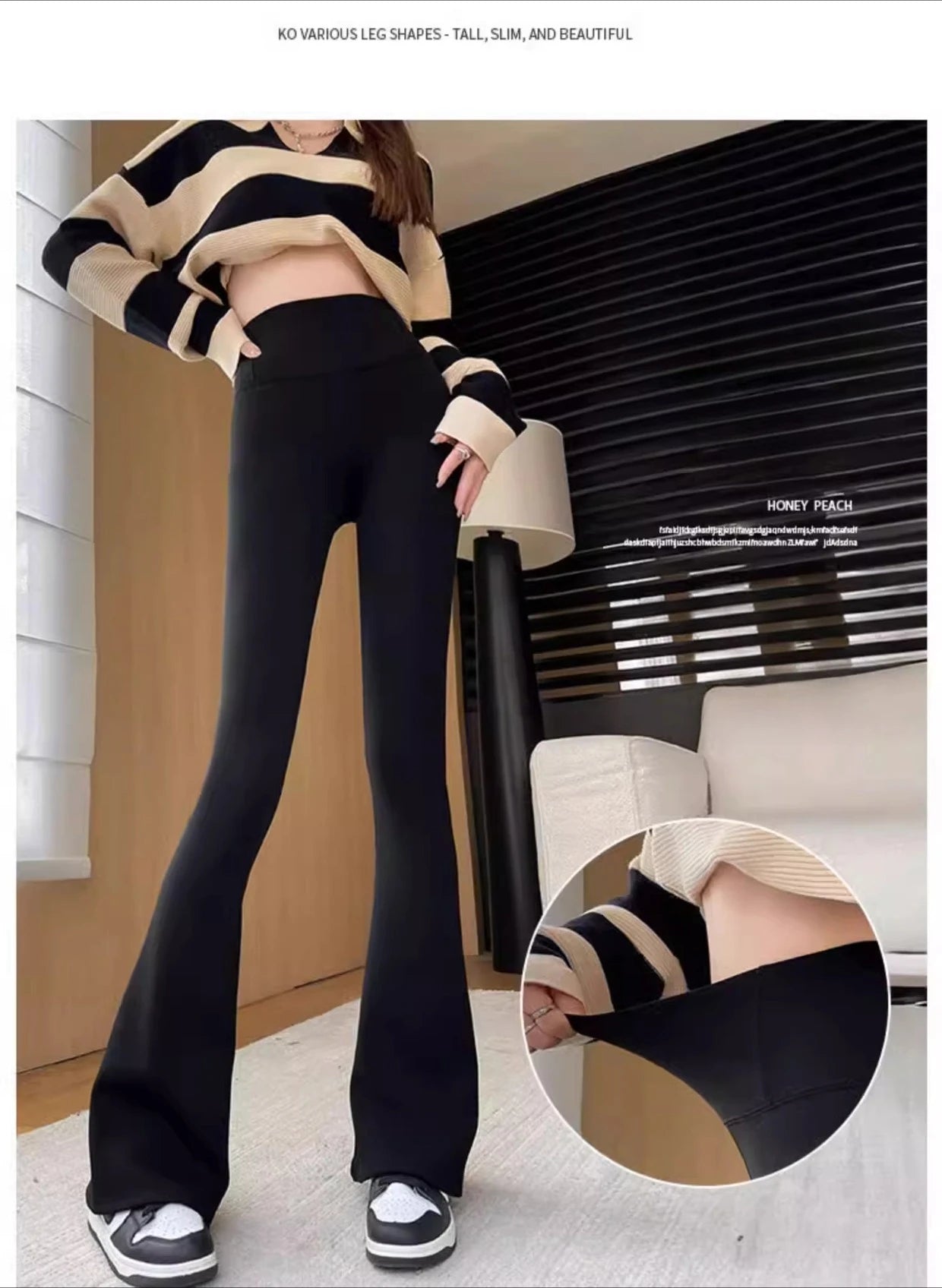 2024 New Autumn and Winter Shark Flared Pants Women's Wear High Waist Skinny Elastic Yoga Fleece Leggings