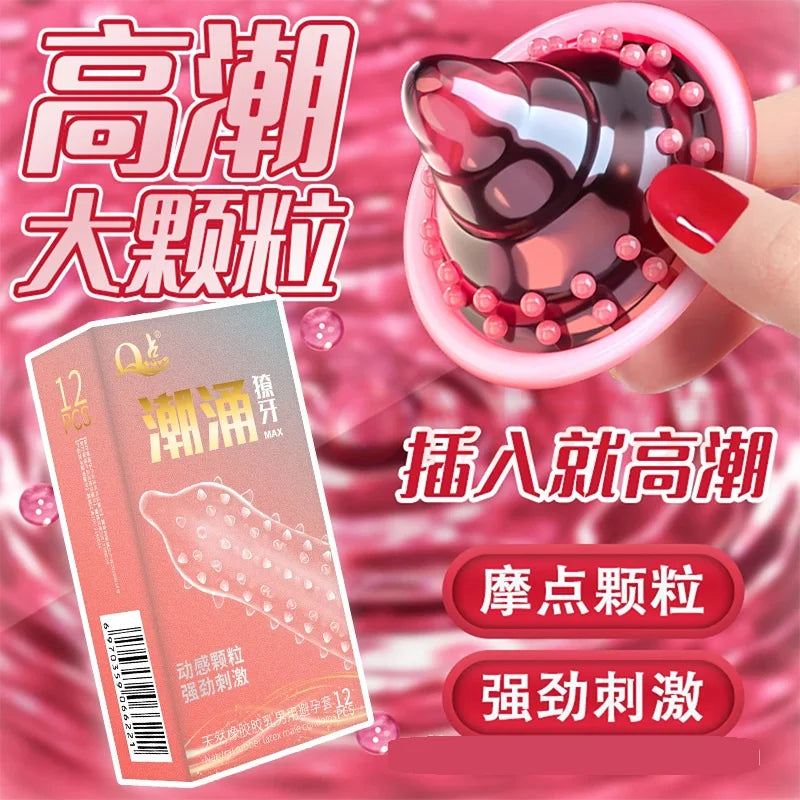 Large Lubricate Condoms Extra Tendrils Contraception Supplies Sex Toys 12PCS High Erotic Sex Goods Penis Cock Sleeves for Adults - Seprincess