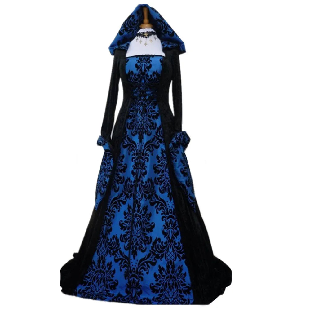 Women Medieval Renaissance Hooded Dress 19th Century European Costumes Ladies Vintage Victorian Gothic Princess Guofeng Dresses - Seprincess