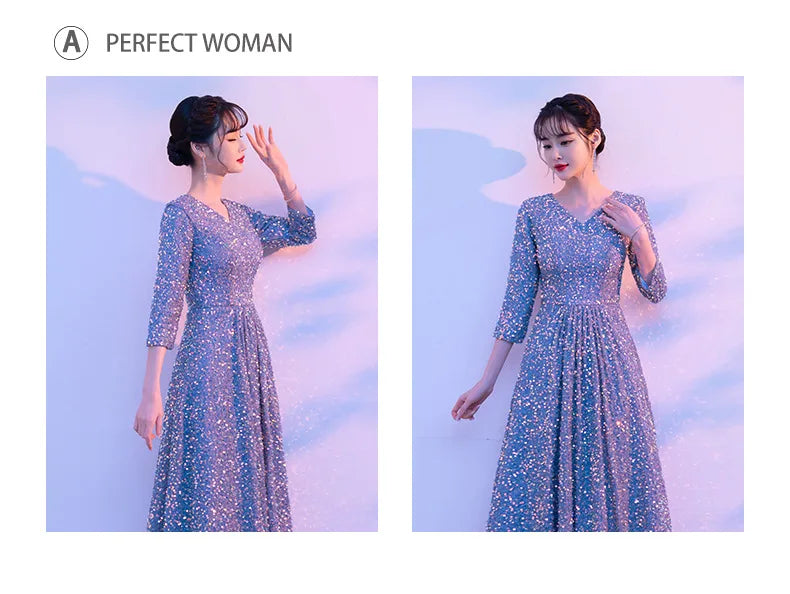 Chorus Costume Women's Banquet Piano Performance Wear Host Starry Sky Evening Long Dress Recitation Competition Clothing - Seprincess