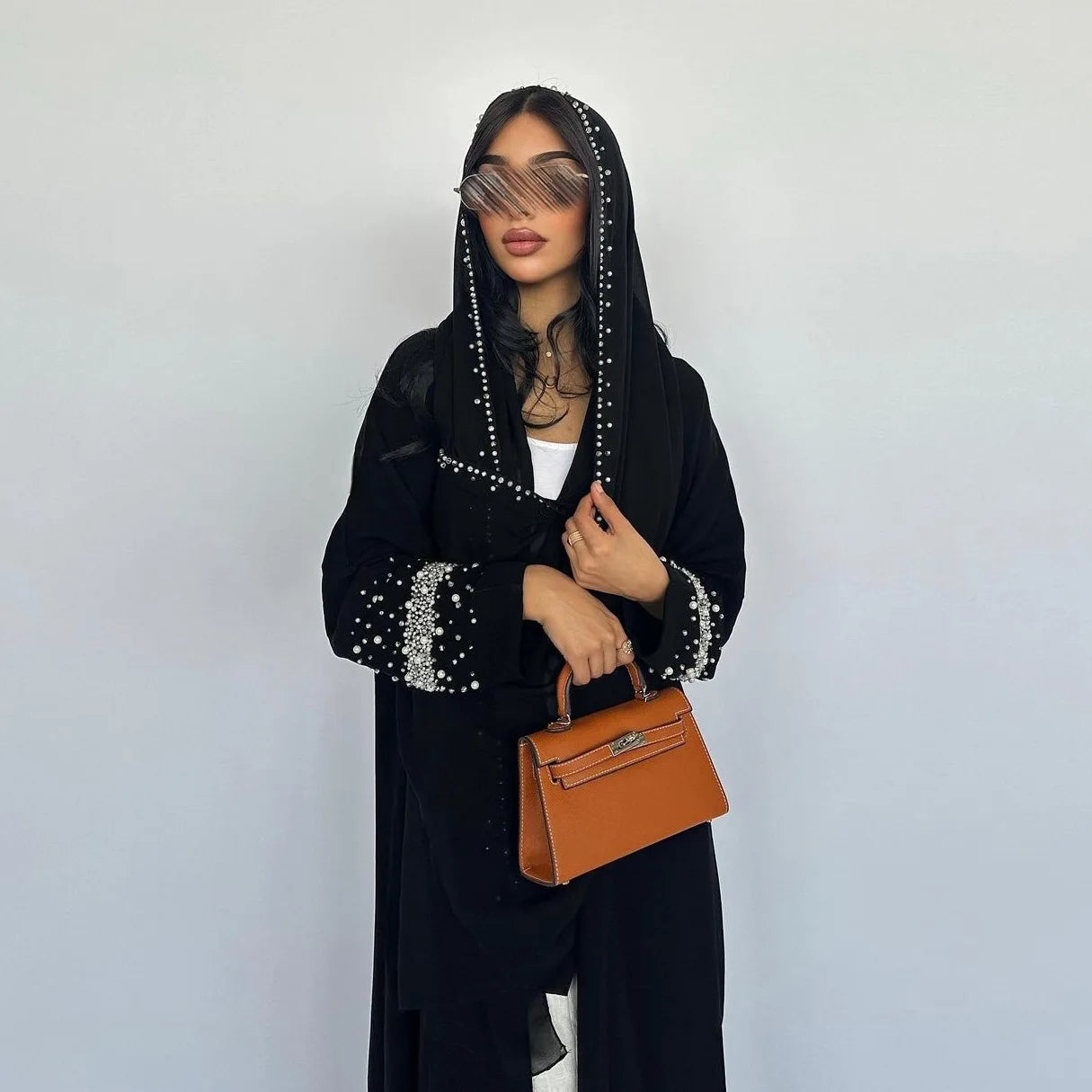 Eid Muslim Diamond Pearls Abaya for Women with Scarf  Abayas Jalabiya Party Dresses Dubai Kaftan Vestidos Largos Long Robe 2024 - Seprincess