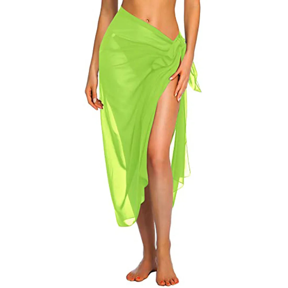 Womens Long&Short Sarong Swimsuit Coverups Summer Beach Bikini Wrap Sheer Short Skirt Scarf for Swimwear Cover-ups - Seprincess