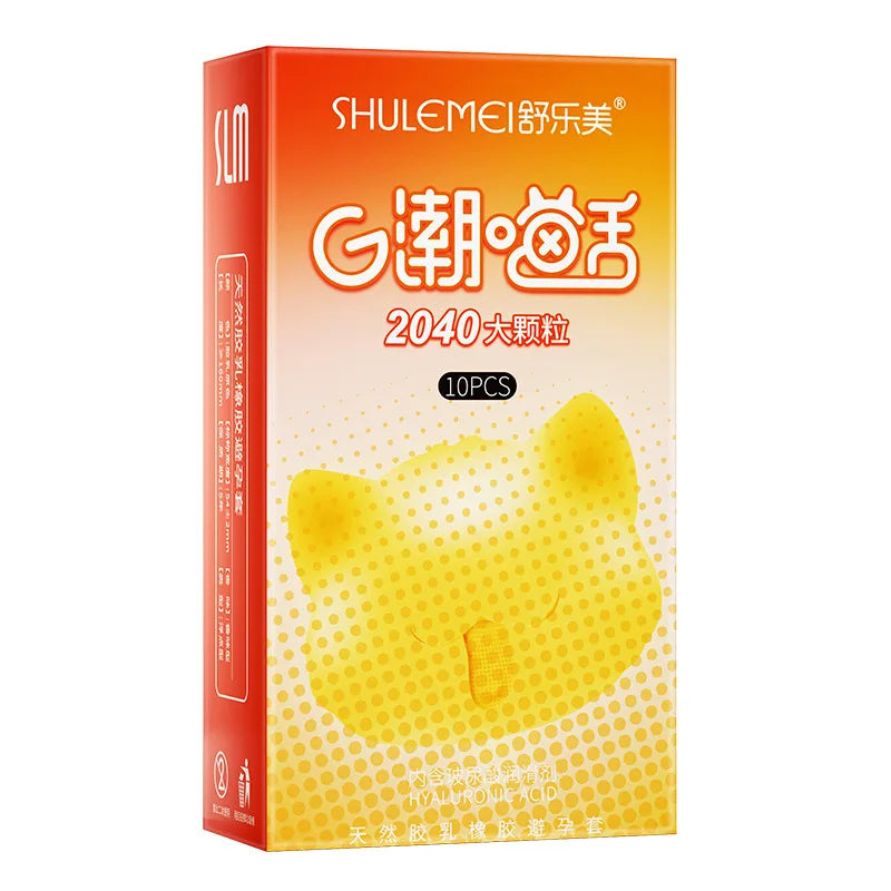 Hyaluronic Acid Condoms Cat Tongue Large Pellet Stimulate Penis Sleeves Ultra Thin Natural Rubber Latex Safer Sex Products - Seprincess