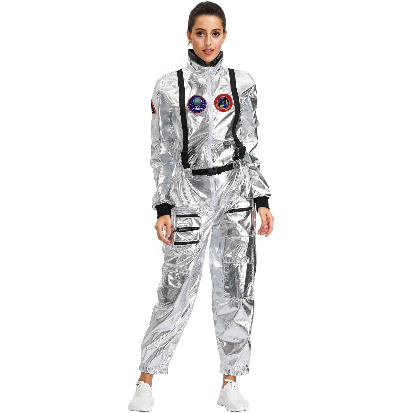 Halloween Christmas Silver Spaceman Men Women Space Suit Adult Children Astronaut Costume Family Party Dress Up Birthday Gift - Seprincess