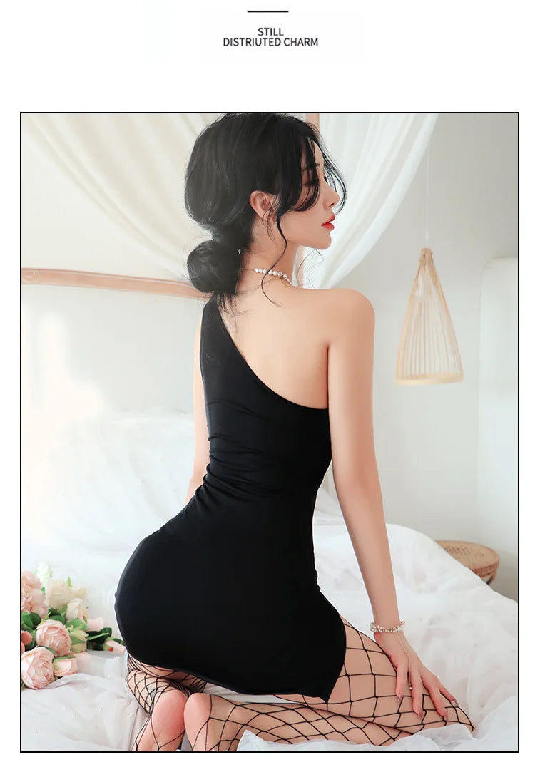 Dress Open Shoulder Bag Hip Dress Sexy Mesh Socks Nightclub Female dress luxurious women's evening dresses youth casual dresses - Seprincess