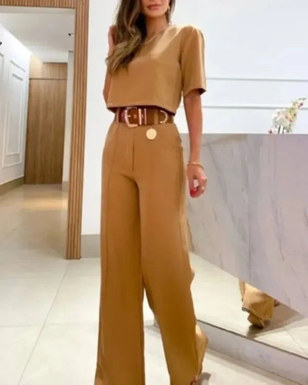 2023 Summer 2 Piece Sets Women Casual Crop Top T Shirt Outfit Long Pant Sets Tracksuit Two Piece Set  Korean Fashion Clothing - Seprincess