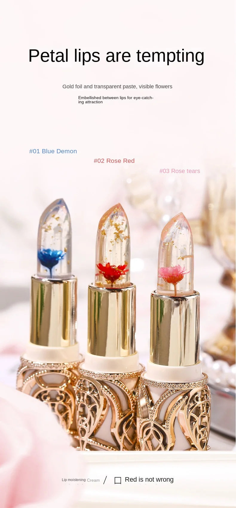 HIH Blue Rose Lipstick Temperature Color Changing Lip Moisturizing Balm Female Makeup Sexy Lip Gloss Shiny Lipstick - Seprincess