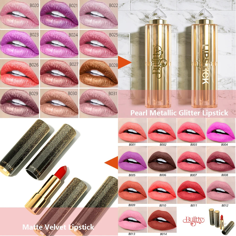 Dropshipping Lipstick Matte Velvet & Glitter Metallic Colors for Glossy Radiant & Full Matte High Pigmented Lipstick Cosmetic - Seprincess