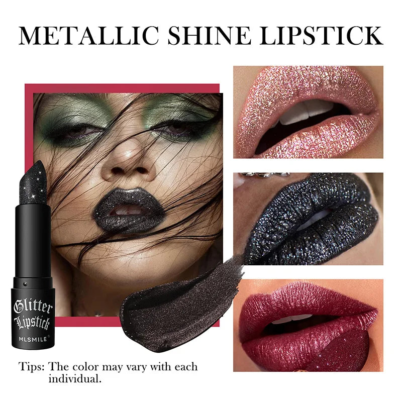 Waterproof Glitter Lipsticks Punk Style Nude Matte Not Fading Pearlescent Sexy Red Pink Velvet Lipsticks Lips Makeup Cosmetic - Seprincess