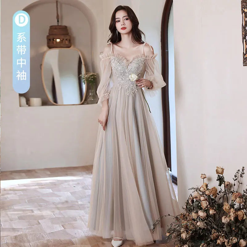 2024 Summer Light Gauze Bridesmaid Dress Women Sexy Wedding Party Gown Elegant Novelty Cheongsam Temperament Gentle Qipao - Seprincess