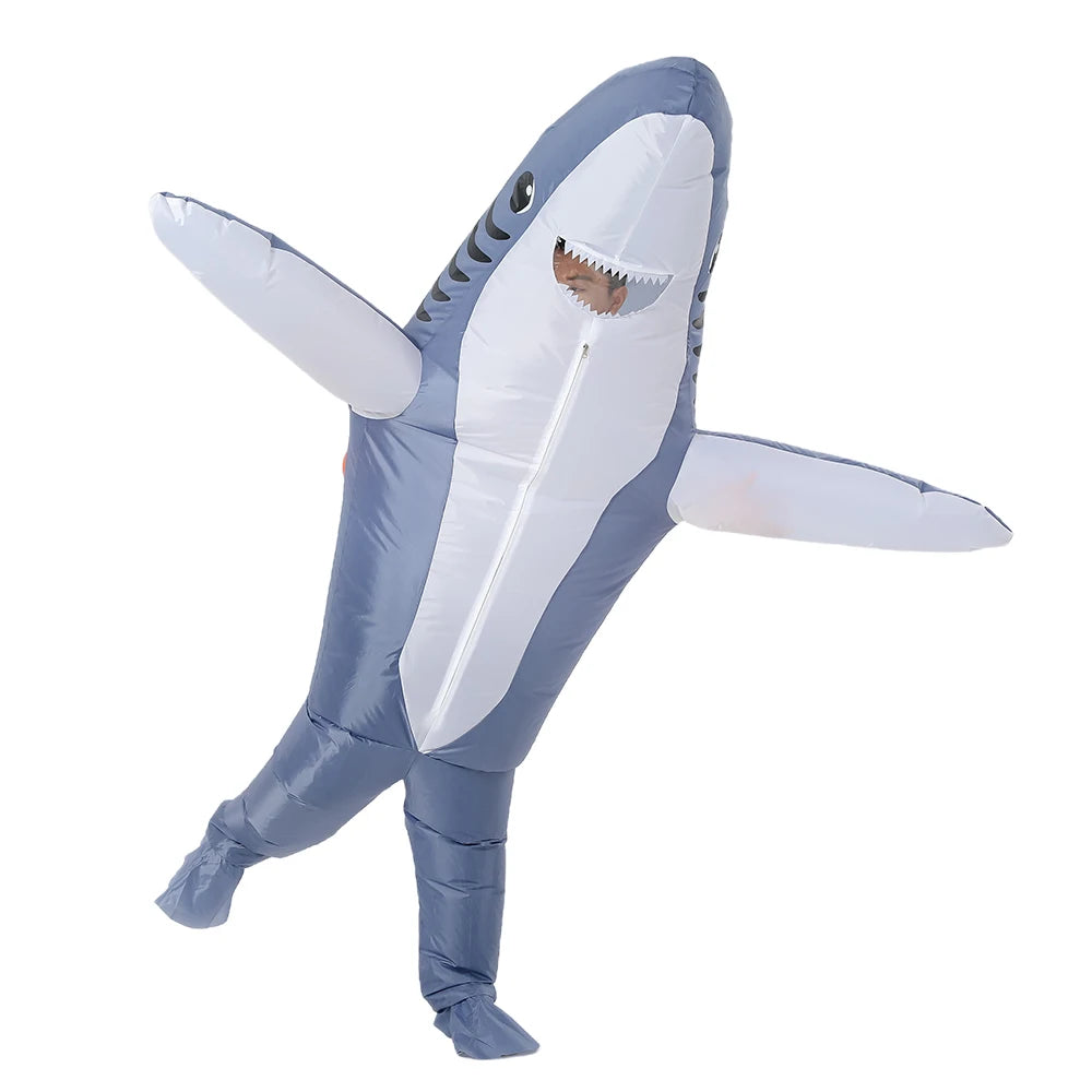 Unisex Funny Inflatable Shark Cosplay Costume Suit Adult Fancy Dress Performance Clothes Halloween Carnival Theme Party - Seprincess