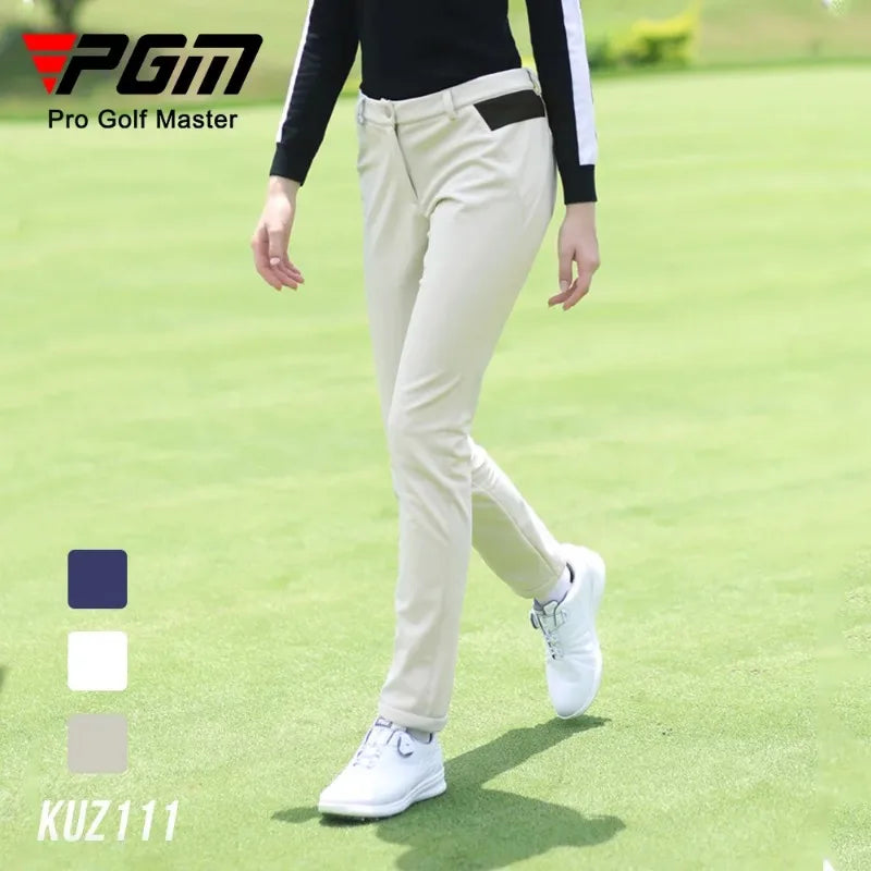 PGM Autumn Winter Waterproof Women Golf Trousers Thick Keep Warm Long Pant Plus Velvet Golf Ball Pants Windproof Tennis Clothing