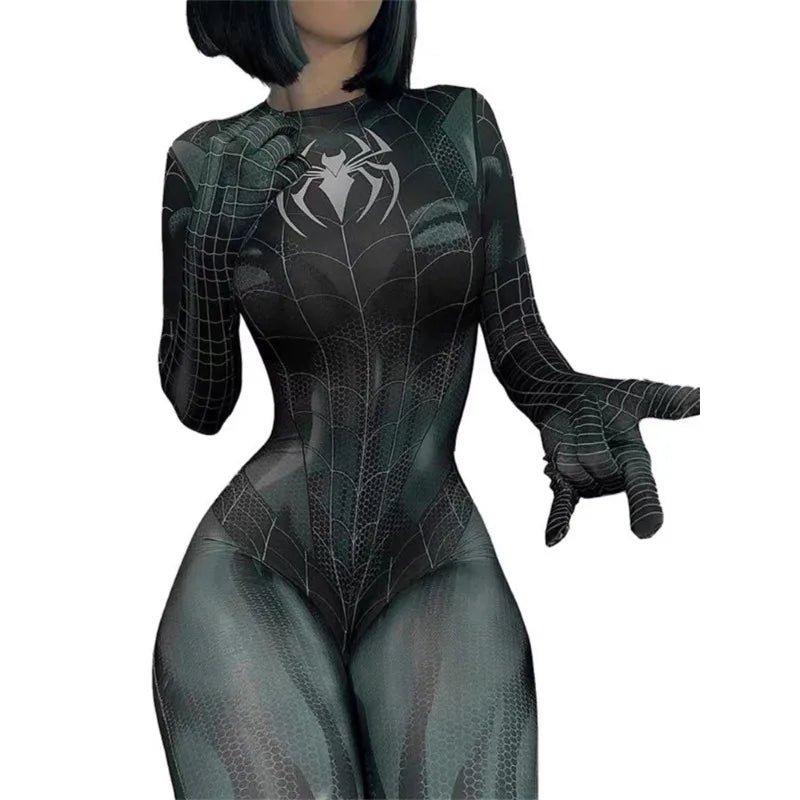 Movie Marvel Spiderman Cosplay Costume Women Superhero Spider Venom Cos Jumpsuits Sexy Bodsuit Halloween Carnival Party Outfits - Seprincess