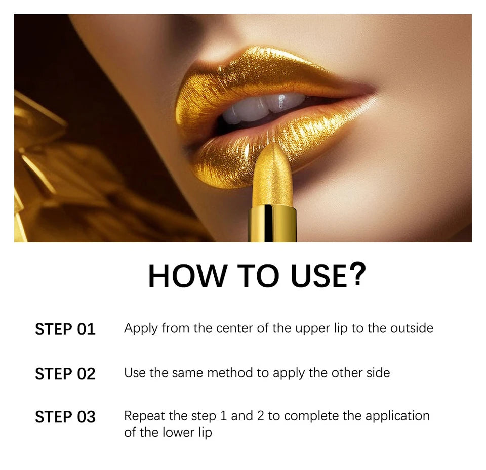 New Glitter Lipstick Moisturizing Gold Lipstick Long Lasting Lipstick Shiny Lip Gloss Velvet Matte Lipstick Glitter Lip Kit - Seprincess