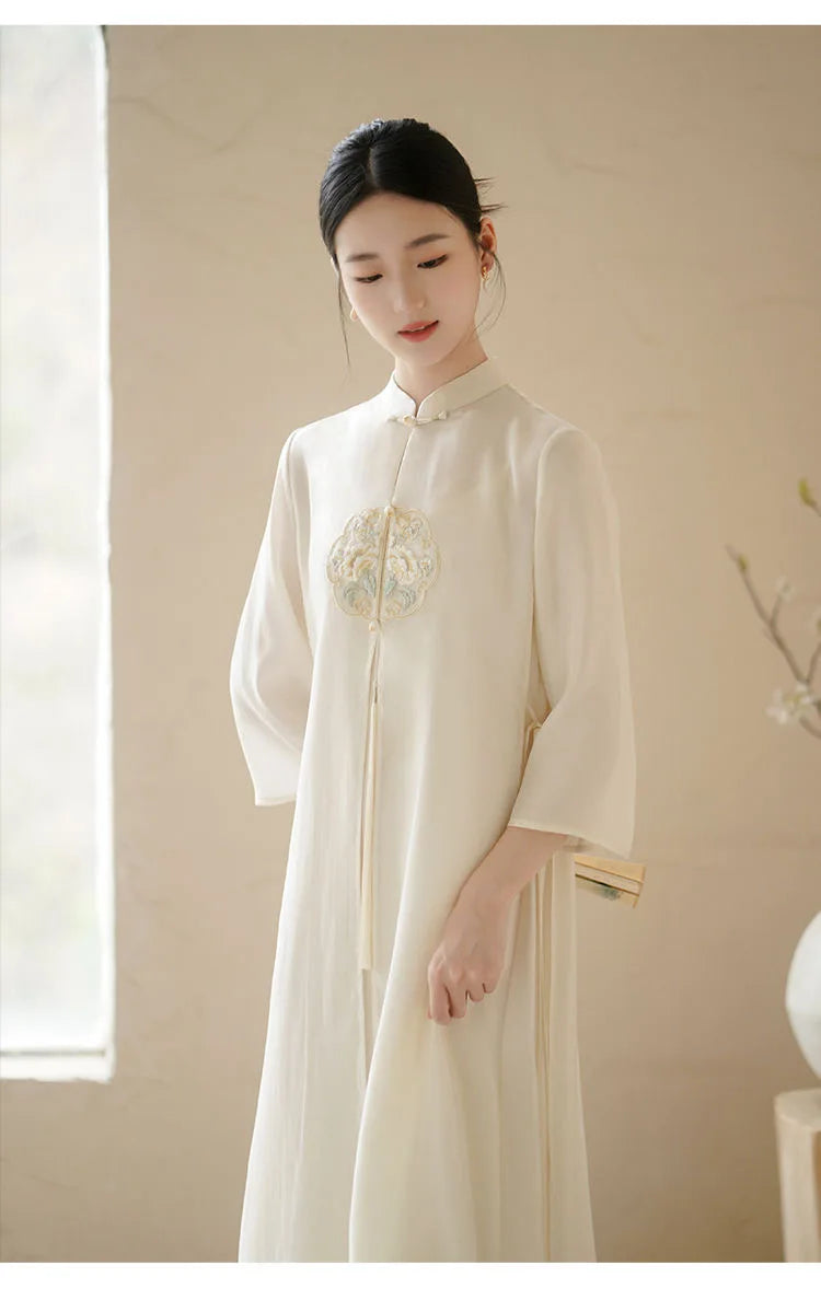 Chinese Style Qipao Female 2023 Summer New Embroidery Elegant Cheongsam Women Hanfu Dress Vintage China Traditional Clothing - Seprincess