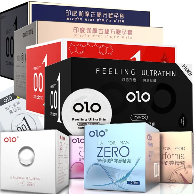 Olo Super Thin Condoms Sex Toys for Men Ejaculation Delay Hyaluronic Acid Condom Ultra-Thin Latex Penis Sleeve Sex Products - Seprincess