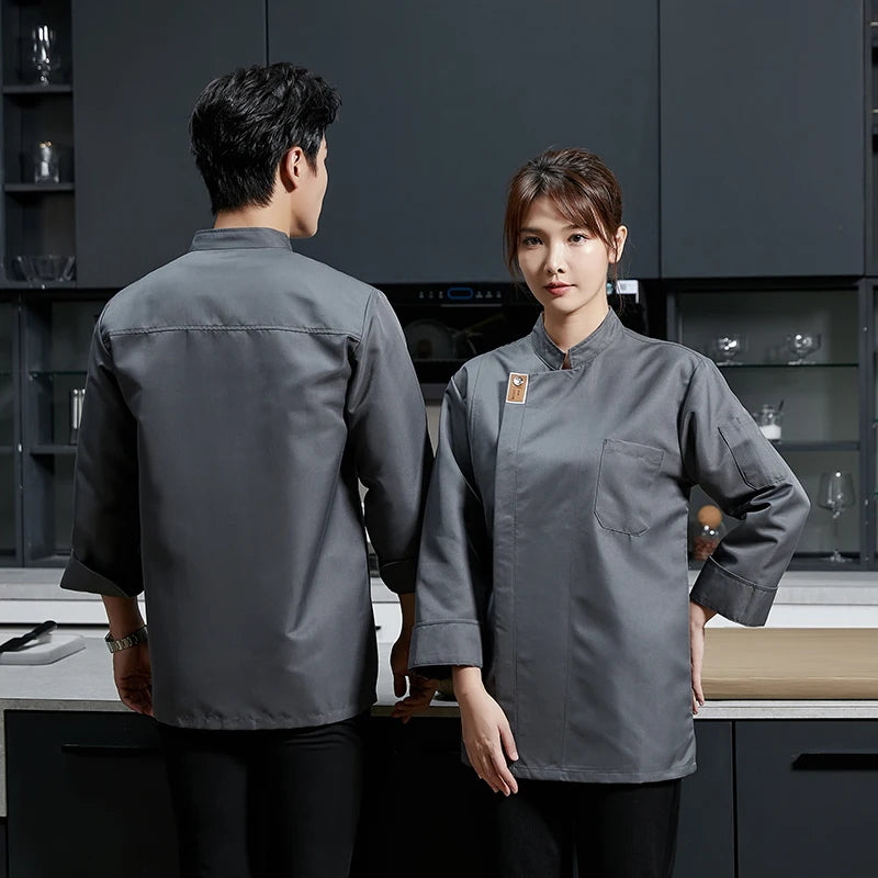 Black chef uniform Restaurant long Sleeve Cooking Coat Chef T-shirt Baker Work Uniform Hotel Kitchen Clothes Waiter Overalls - Seprincess