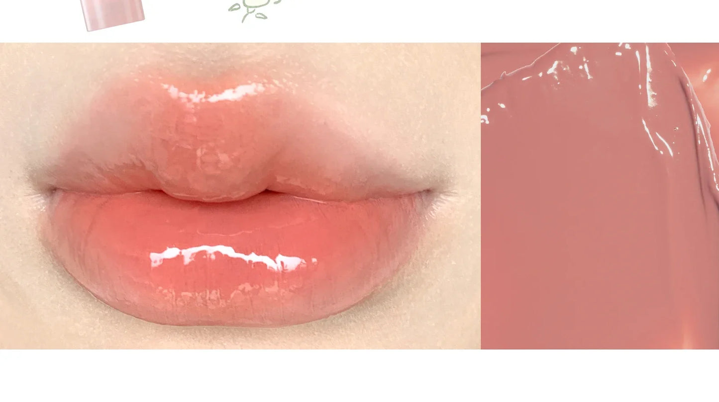 FLORTTE Lipstick Blooming Lovely Series Mirror Water Lip Glaze  Not Easy to Stick Cup Solid Lip Balm Cute Girls Makeup