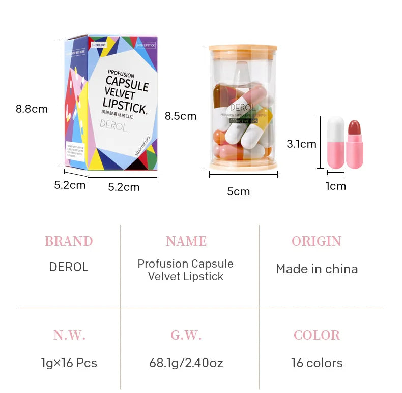 DEROL Matte Set Lipstick Capsule Lipstick Star Candy Mini Capsule Lipstick - Seprincess