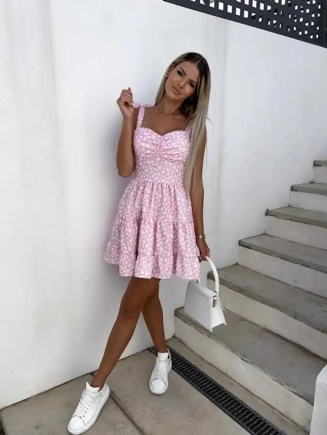 Women Summer Dress Sexy Strapless Bow Tie Vacation Boho Beach Short Sweet Dresses Vestidos Backless Elegant Dresses ワンピース　レディース - Seprincess