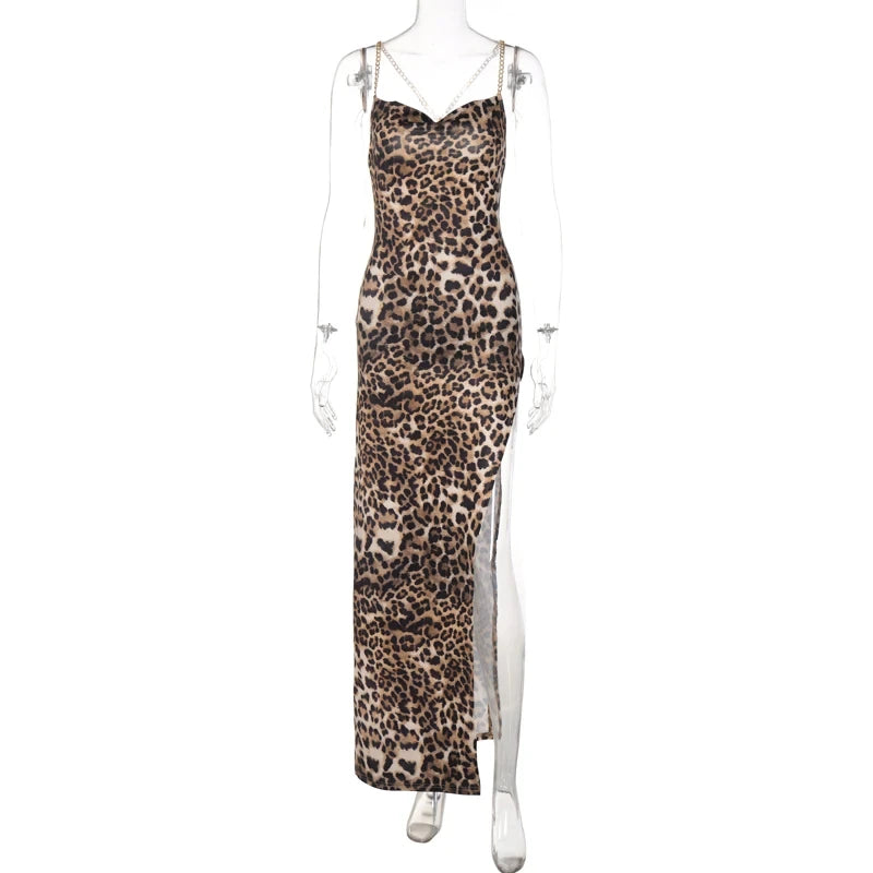 Hawthaw Women Sexy Party Club Evening Streetwear Bodycon Leopard Long Dress 2024 Summer Clothes Wholesale Items For Business - Seprincess