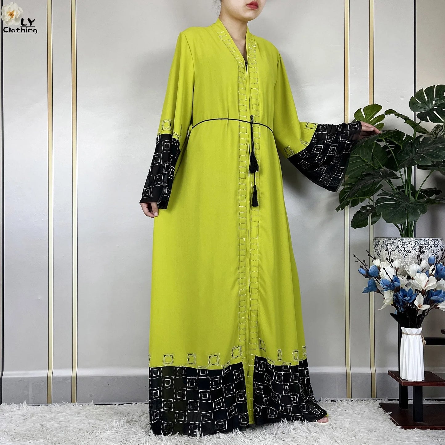 2024 For Women Elegant Dresses Dubai Party Outfits Long Sleeved Chiffon Dashiki Muslim Women Robe Open African Abaya Clothing