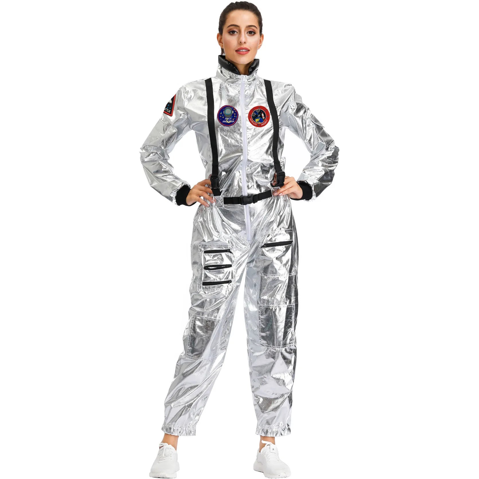 Halloween Christmas Silver Spaceman Men Women Space Suit Adult Children Astronaut Costume Family Party Dress Up Birthday Gift - Seprincess