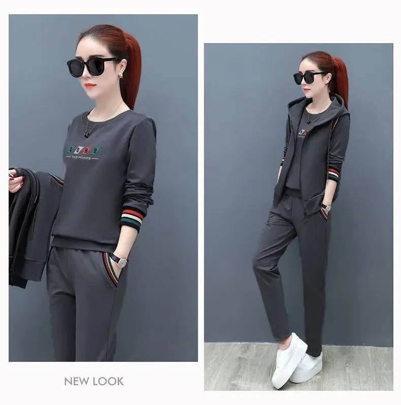 Fashion Women's Suit 2024 New Korean Version Spring and Autumn Long Sleeve Top Casual Sportswear Elegant Women's Three Suits - Seprincess