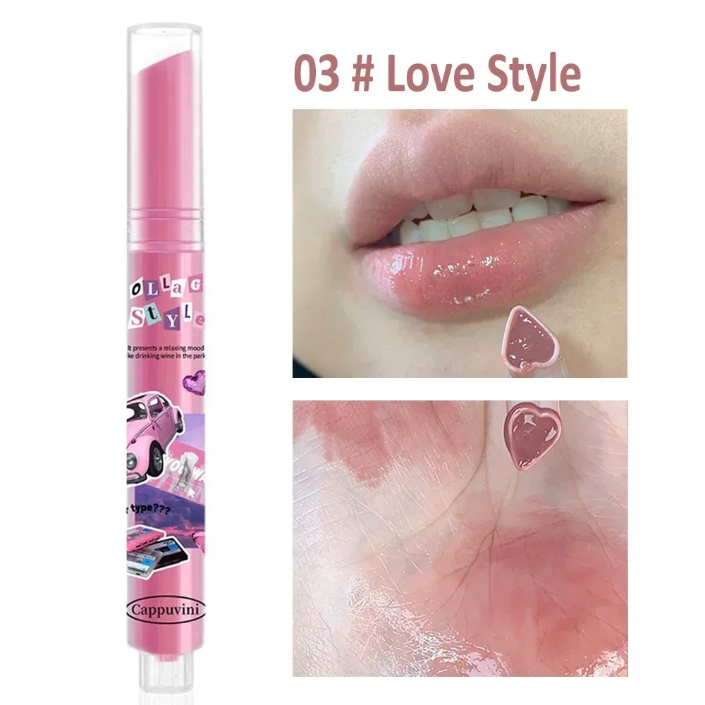 Love Shape Jelly Lipstick Waterproof Non-stick Cup Mirror Solid Lip Gloss Clear Lasting Moisturizing Lip Stick Makeup Cosmetic - Seprincess