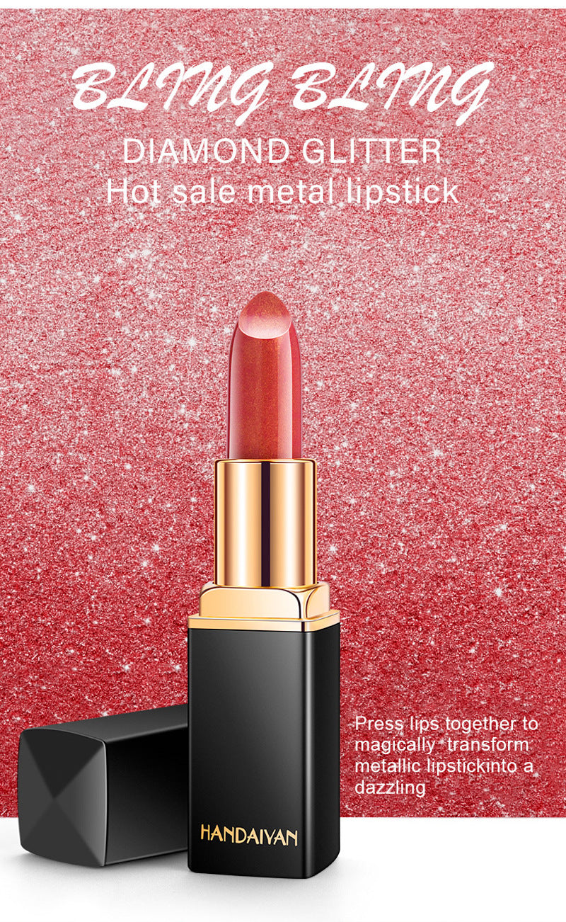 Handaiyan Waterproof Nude Glitter Lipstick Makeup Long Lasting Velvet Red Mermaid Sexy Shimmer Matte Lip Stick Cosmetic Beauty - Seprincess