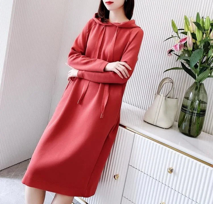 Women's Loose Casual Long Sleeve Hooded Dress Elegant Winter Party Warm Dresses For Women - Seprincess