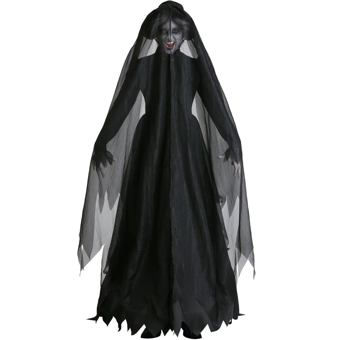 Halloween Costume Ghost Bride Witch High Quality Vampire Game Soft Cosplay Horror Demon Costume Black Gauze Dress - Seprincess