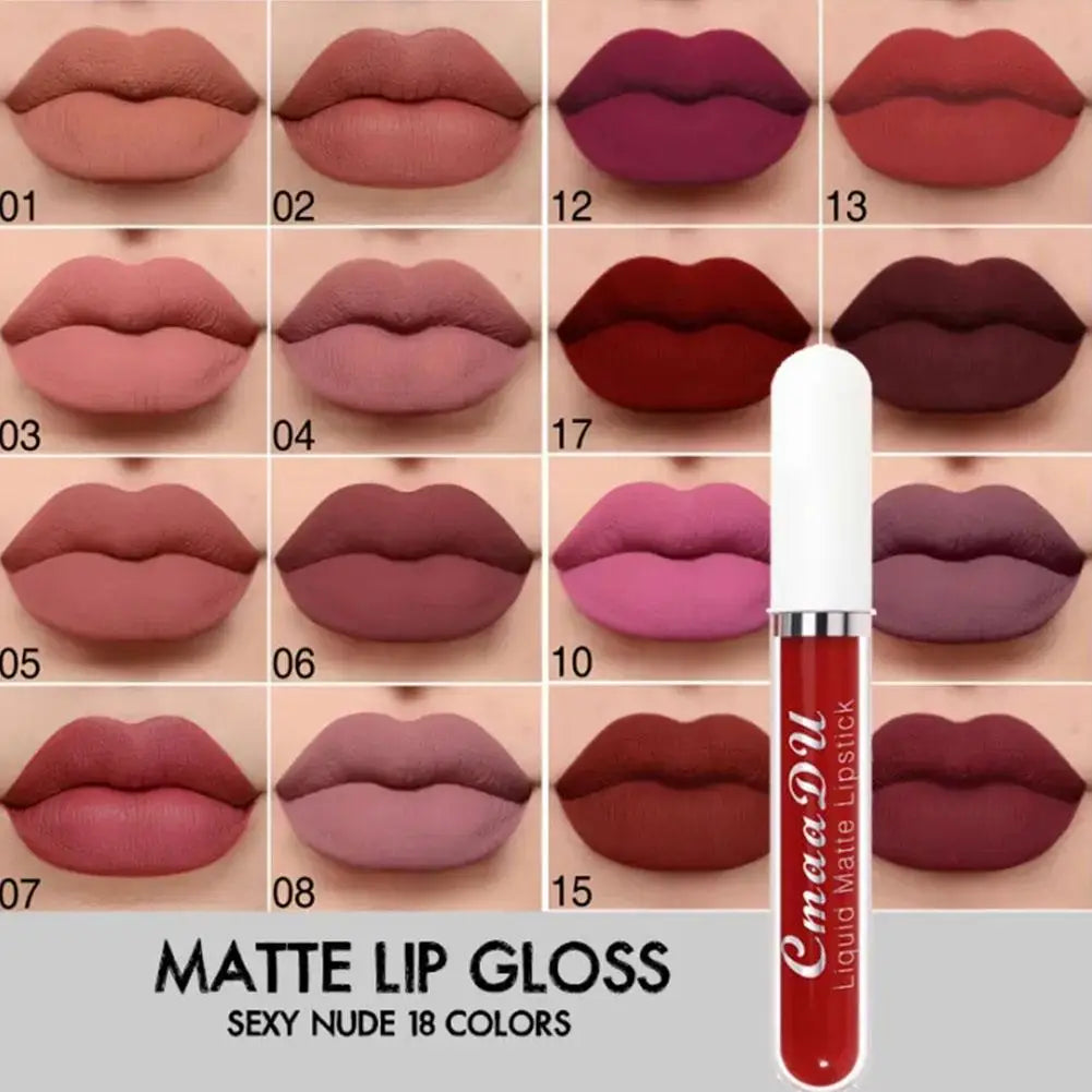 18 Color Waterproof Liquid Matte Lipstick Long Lasting Sexy Red Moisturizing Lip Gloss Velvet Non-Stick Lip Tint Makeup Cosmetic - Seprincess