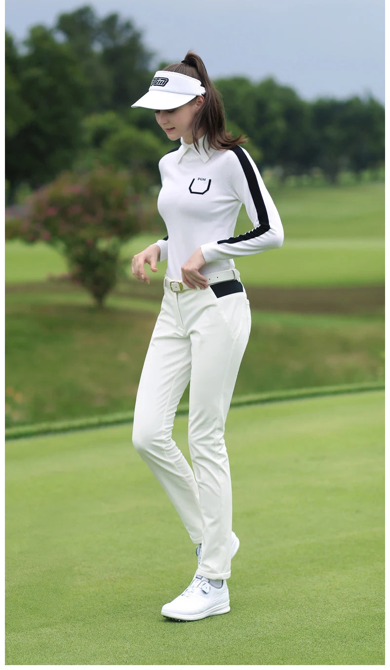 PGM Autumn Winter Waterproof Women Golf Trousers Thick Keep Warm Long Pant Plus Velvet Golf Ball Pants Windproof Tennis Clothing