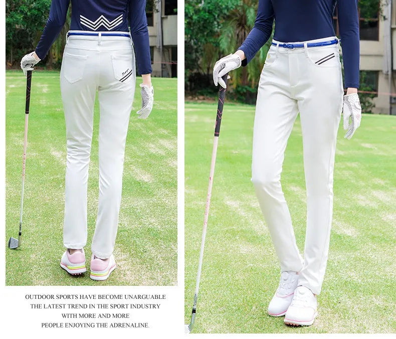 TTYGJ Women golf pants  korean Fashion Sports  Autumn and Winter High Elastic Slim Sweatpants wear-resistant Thickened