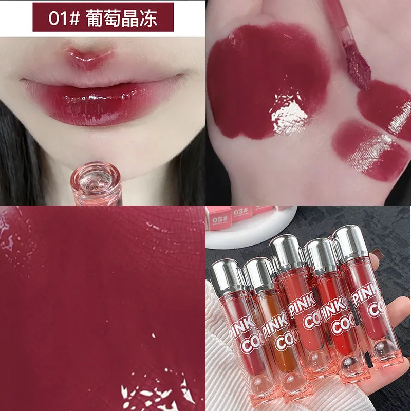 PINK COCO Mirror Water Lip Gloss Lip Glaze Moisturizing Liquid Lipstick Clear Tint Makeup Korean Lip Balm Women Cosmetics