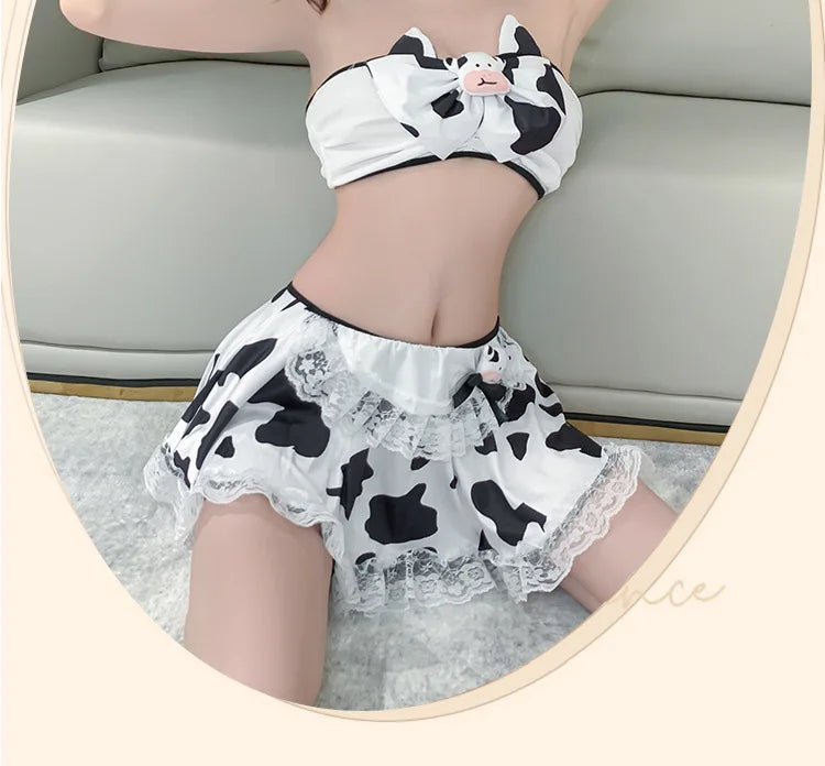 Lingerie dress Cow Uniform Temptation Shoulderless Chest Wrapping Sexy fetish lolita costumes sexy women's disguise xxx cosplay - Seprincess