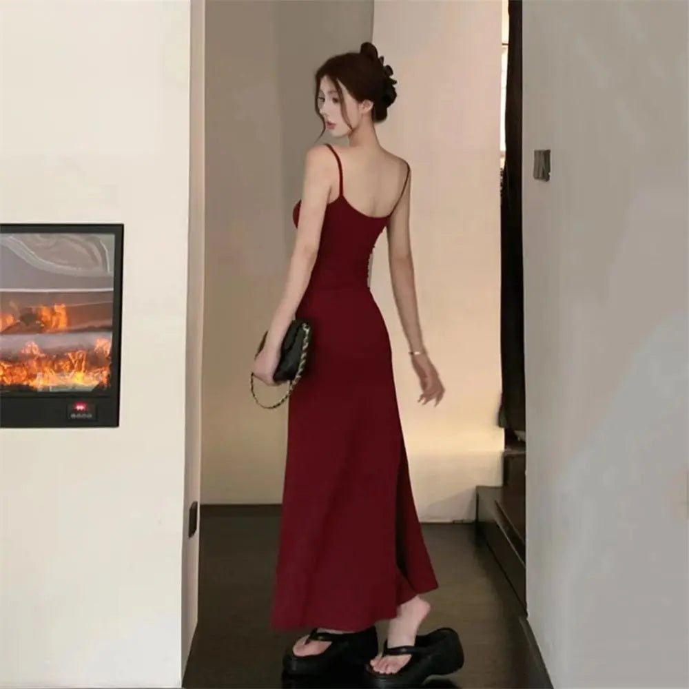 Dress Women A-line Minimalist Solid All-match Backless Elegant High Waist Leisure Popular Korean Style Female Tender Summer Cozy - Seprincess