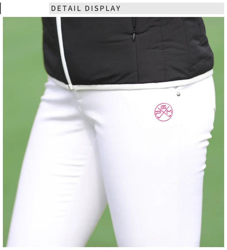 PGM Women Winter Golf Pants Lady Waterproof Warm Pant Fleece Snow Prevention Trousers Girls Elastic Straight Sweatpant XS-XXXL