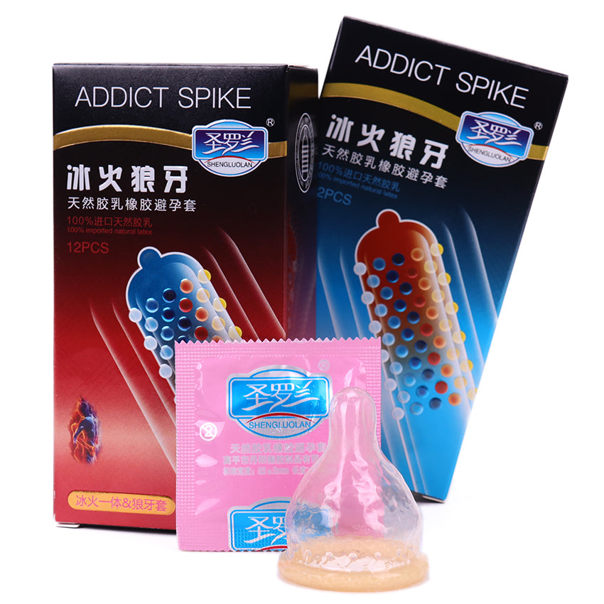 12PCS Erotic Condoms Ice and Hot Feeling Big Particles Spikes Condom G Point Stimulation Sexshop Contraception for Men Sex Toys - Seprincess