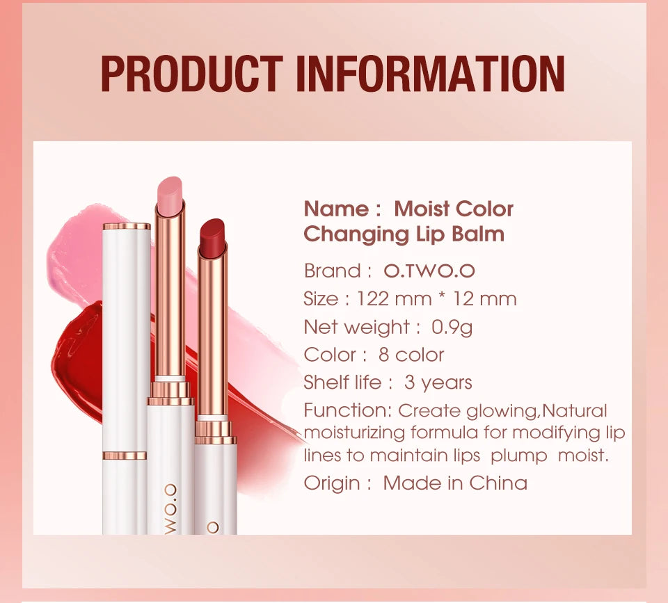 O.TWO.O Color Changing Lipstick Moisturizing Lip Balm Nourising Long Lasting Lip Gloss Natural Beeswax Lip Care Cosmetics - Seprincess