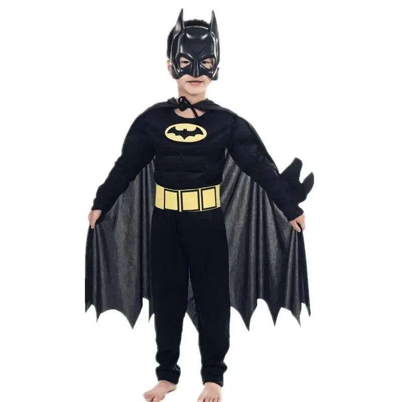 Kids Boys Muscle Costumes with Mask Cloak Movie Character Superhero Cosplay Halloween Party Role Play - Seprincess